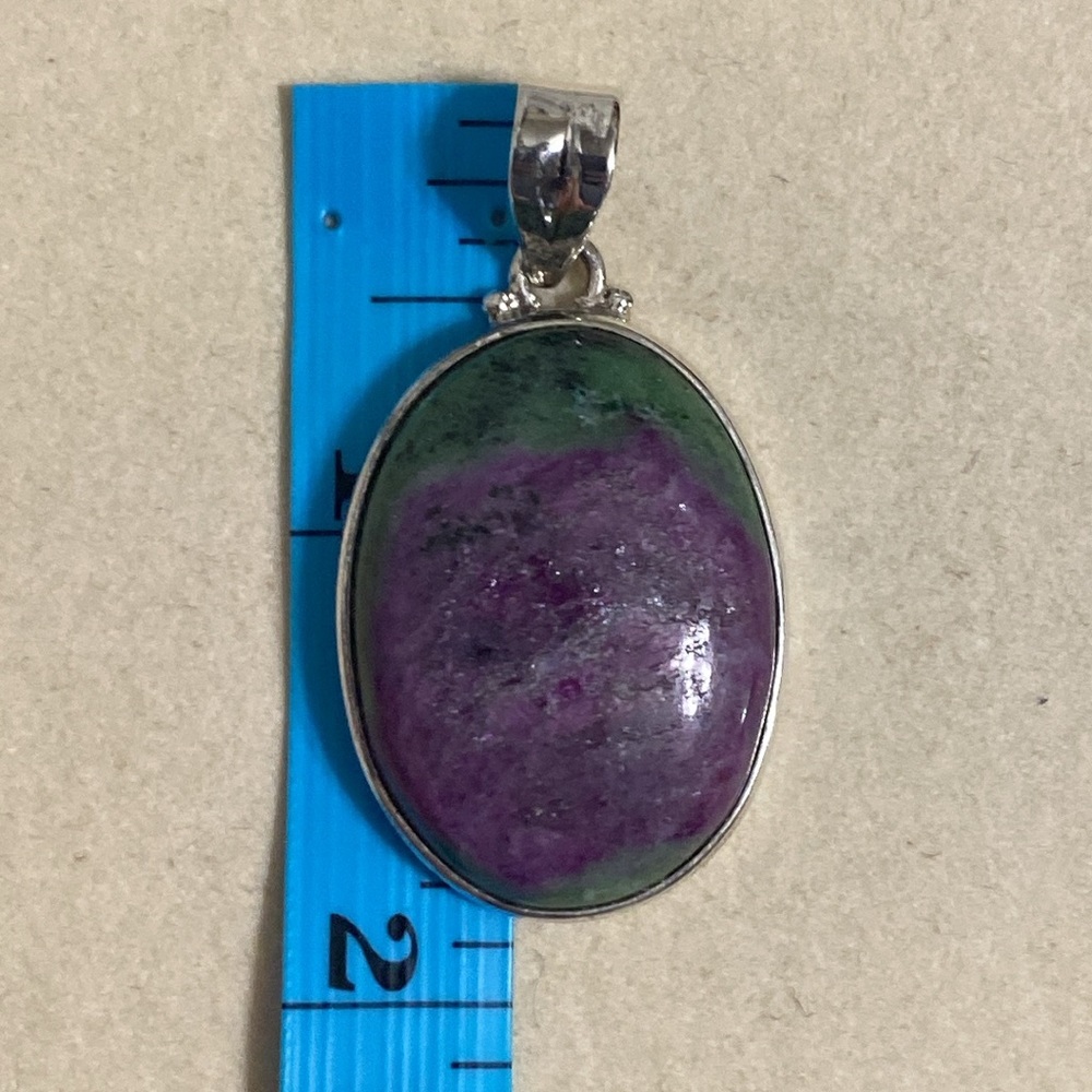 Anyolite Ruby In Zoisite Oval Cabochon Pendant In… - image 2